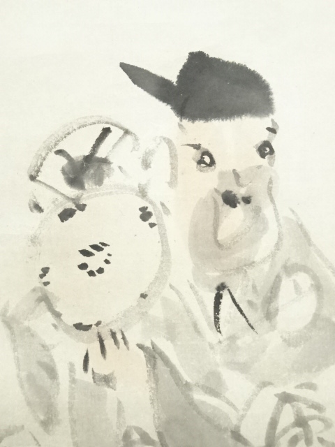 道具 ] - 道具 富岡鉄斎画 萬歳図 大田垣蓮月賛書 肉筆紙本掛軸